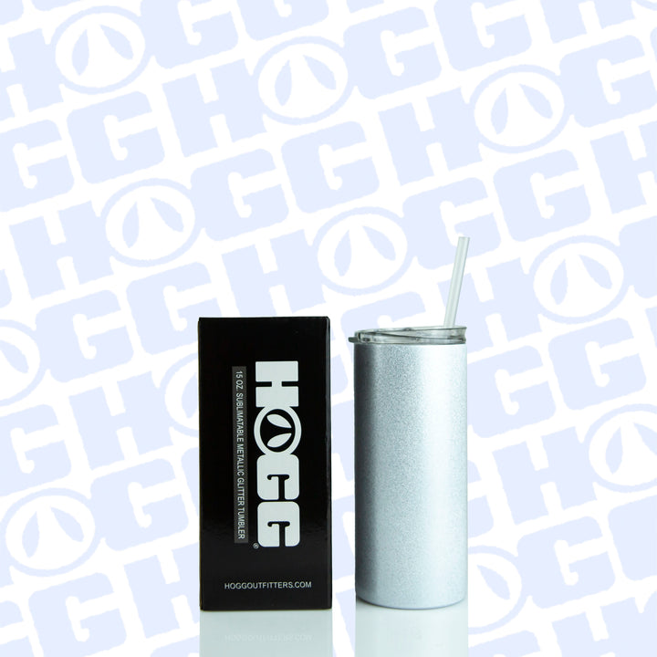 15oz Straight Sublimation Blank Metallic Glitter Skinny Tumbler Case (25 Units) - White