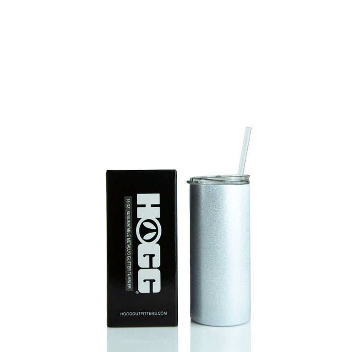15oz Straight Sublimation Blank Metallic Glitter Skinny Tumbler Case (25 Units) - White
