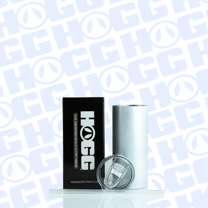15oz Straight Sublimation Blank Metallic Glitter Skinny Tumbler Case (25 Units) - White