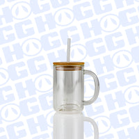 15oz Sublimation Blank Glitter Globe Glass Coffee Mug