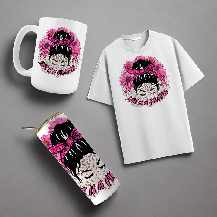 Multi Product Use - Digital Sublimation Designs - Breast Cancer Awareness — She is a Fighter