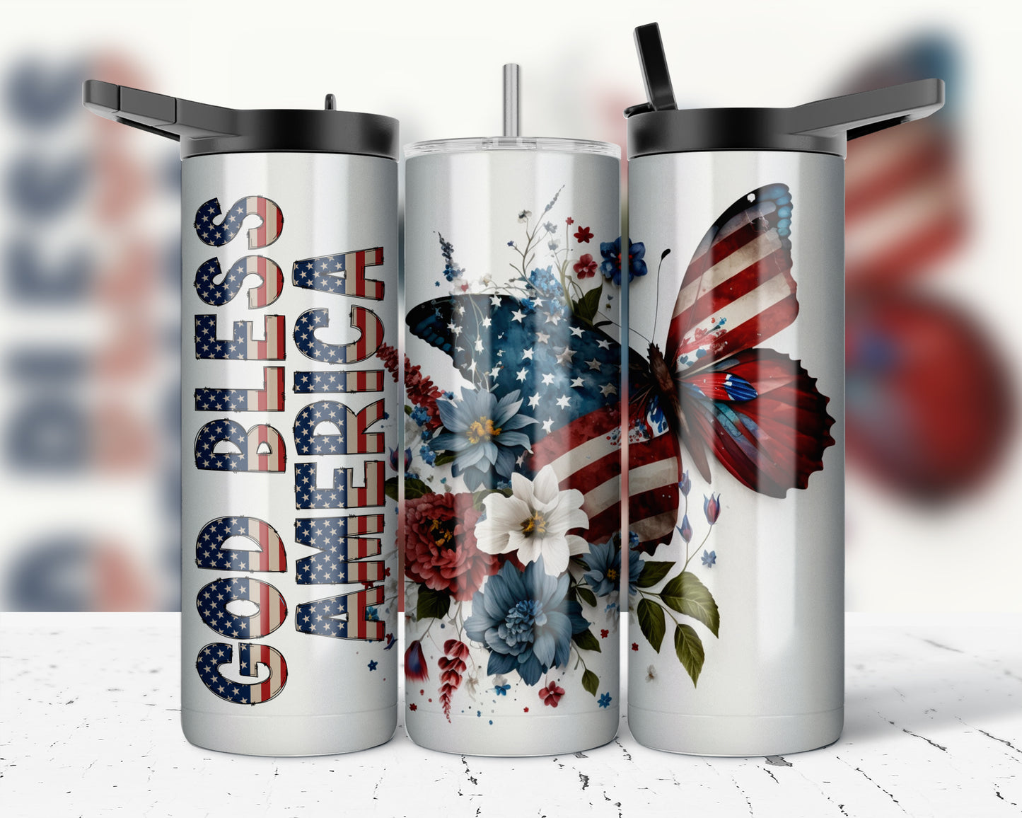 ASSORTED READY TO PRESS SUBLIMATION PRINTS FOR 20oz STRAIGHT SKINNY TUMBLERS (10 PACK) - PATRIOTIC 2
