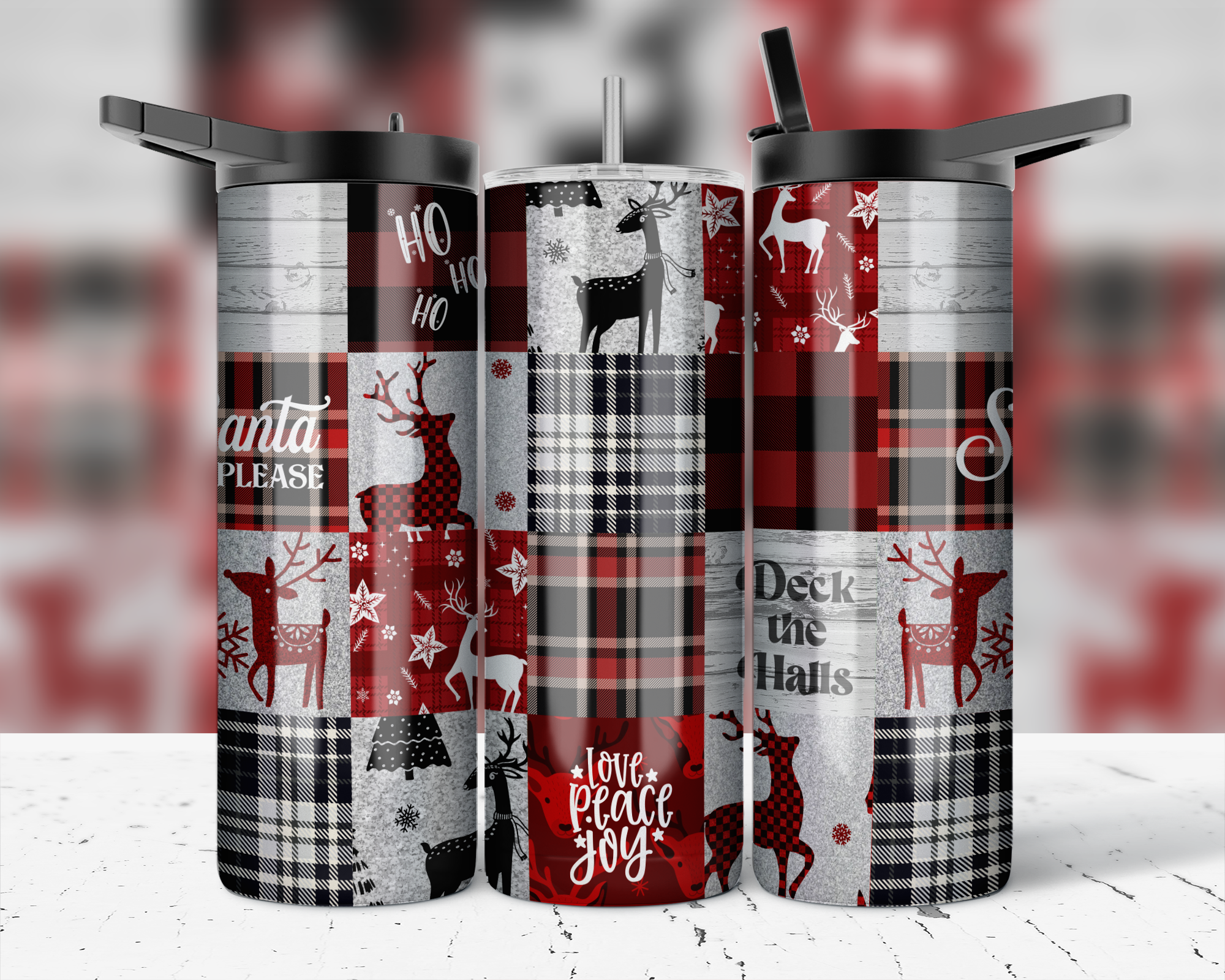 ASSORTED READY TO PRESS SUBLIMATION PRINTS FOR 20oz STRAIGHT SKINNY TUMBLERS (10 PACK) - CHRISTMAS 3