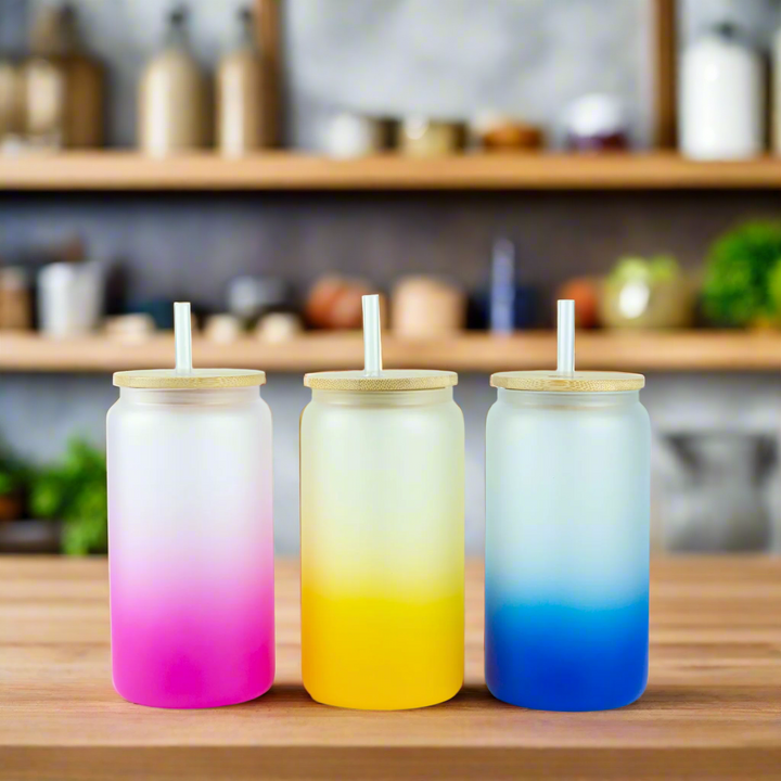 16oz Sublimation Blank Gradient Glass Can Tumblers — Color Assortment