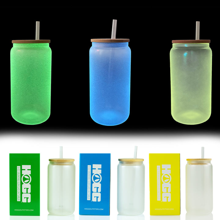 16oz Sublimation Blank Glow Glass Can Tumblers — Color Assortment