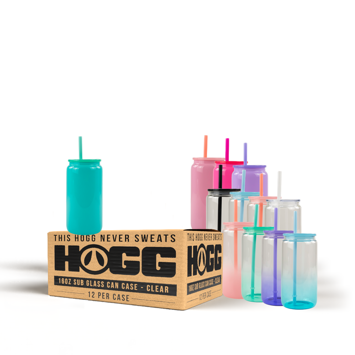 16oz Sublimation Blank Glass Cans Small Case Bundle - 12 Pack