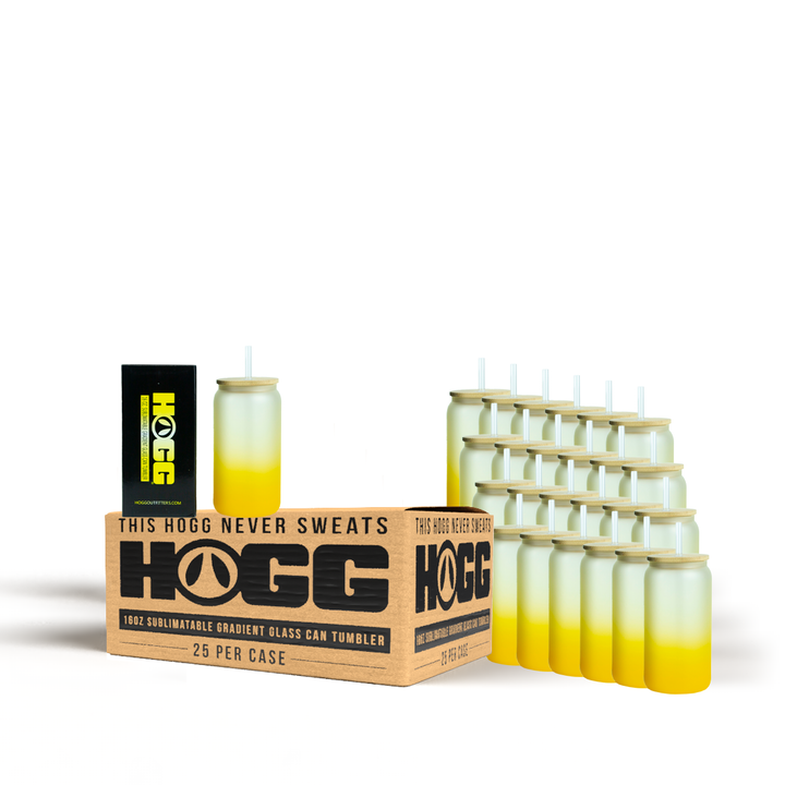 16oz Sublimation Blank Gradient Glass Can Tumbler Case (25 Units) - Yellow