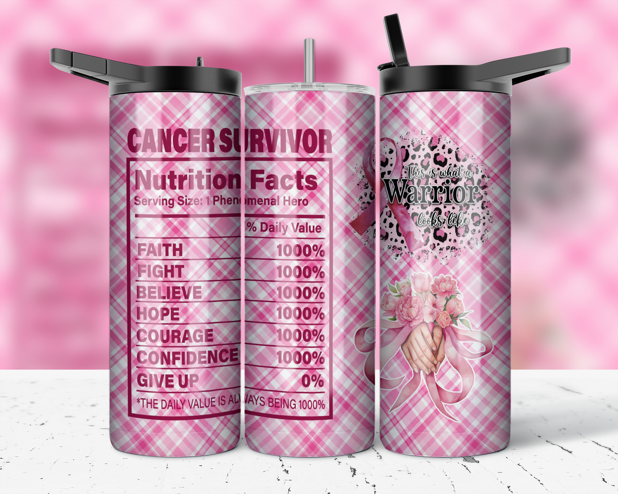 ASSORTED READY TO PRESS SUBLIMATION PRINTS FOR 20oz STRAIGHT SKINNY TUMBLERS (10 PACK) - BREAST CANCER AWARENESS