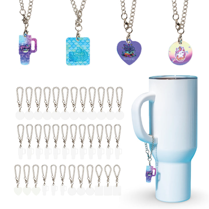 Sublimatable Tumbler Charm Tag - 12 Pack - sublimatable accessory blank for custom gifts and sublimation businesses