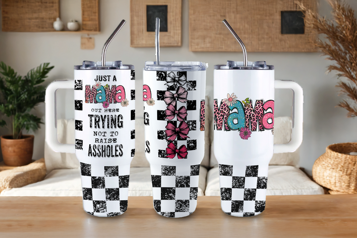 Digital Sublimation Designs - Mom Vibes Collection Tumbler Wraps — 40oz Big Swig — Retro Mama