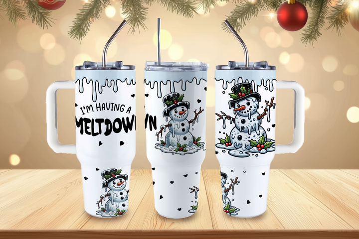 Digital Sublimation Designs - Holiday 2025 Tumbler Wraps — 40oz Big Swig — Snowman Meltdown