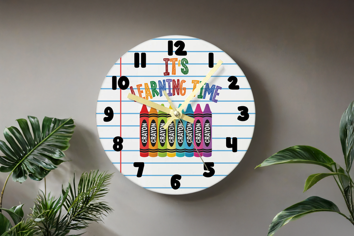 Digital Sublimation Designs - Classroom Clocks — Sublimatable Clock — Crayon Learning Time