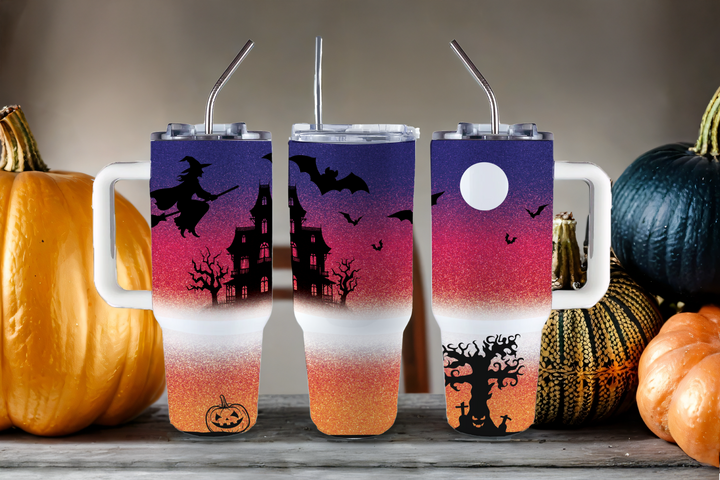 Digital Sublimation Designs - Halloween 2025 Tumblers — 40oz Big Swig — Witchy Sunset