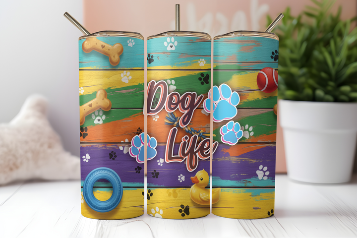 Digital Sublimation Designs - Puppy Pals Tumbler Wraps — 20oz Skinny — Dog Life