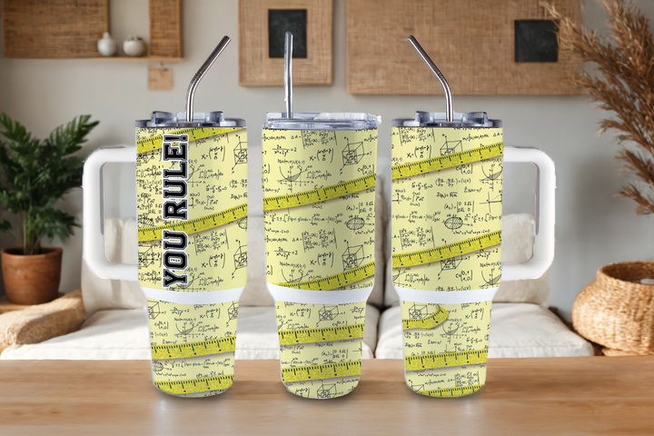 Digital Sublimation Designs - Back to School Teachers — 40oz Big Swig — Math and Ruler