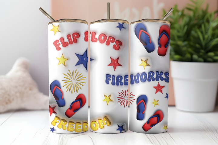 Digital Sublimation Designs - Fourth of July Tumbler Wraps — 40oz Big Swig — Watercolor Amber Fields