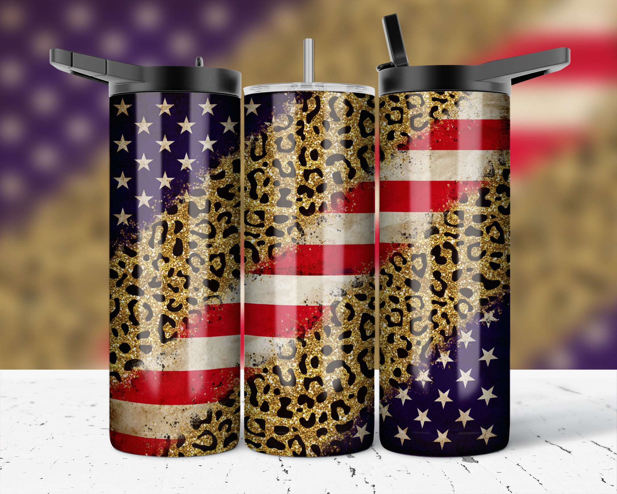 ASSORTED READY TO PRESS SUBLIMATION PRINTS FOR 20oz STRAIGHT SKINNY TUMBLERS (10 PACK) - PATRIOTIC
