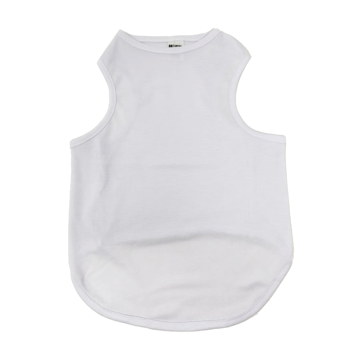 Bulk Deal: Lot of 120 White Sublimatable Dog Tank Tops - Perfect for Customizati... - front view | sublimatable apparel blank