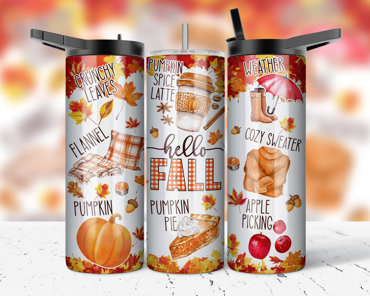 Assorted Ready to Press Sublimation Prints for 20oz Straight Skinny Tumblers (10 Pack) - Fall