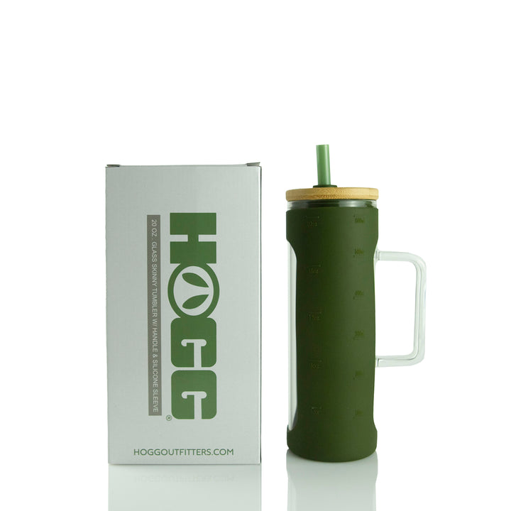 20oz Glass Skinny W/ Sleeve Case - Olive (25 Units)