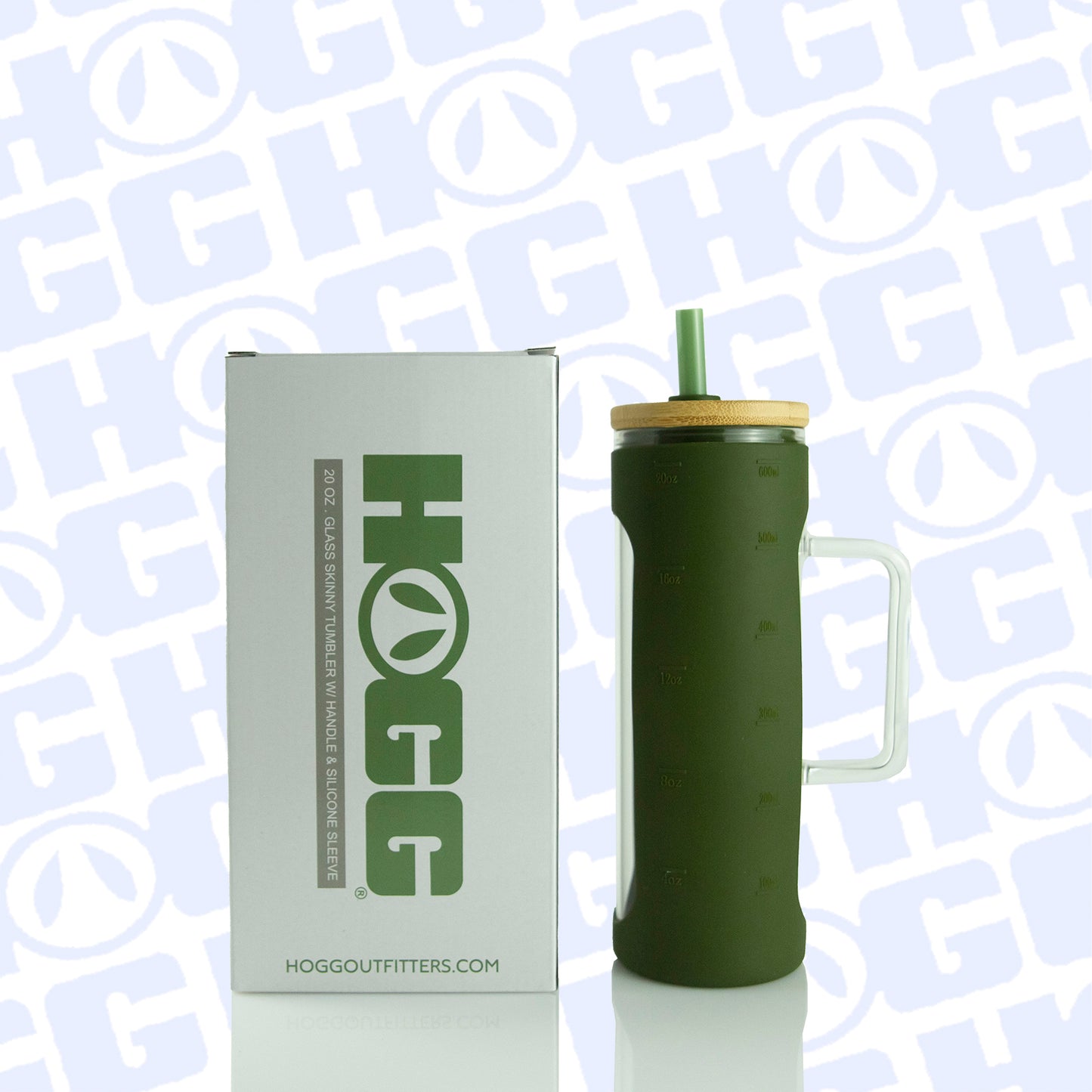 ***CLOSEOUT*** 20oz GLASS SKINNY W/ SLEEVE CASE - OLIVE (25 UNITS)