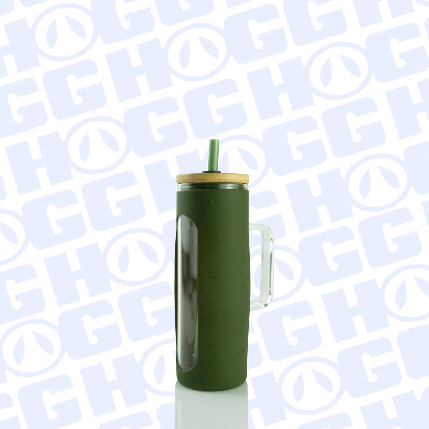 ***CLOSEOUT*** 20oz GLASS SKINNY W/ SLEEVE CASE - OLIVE (25 UNITS)