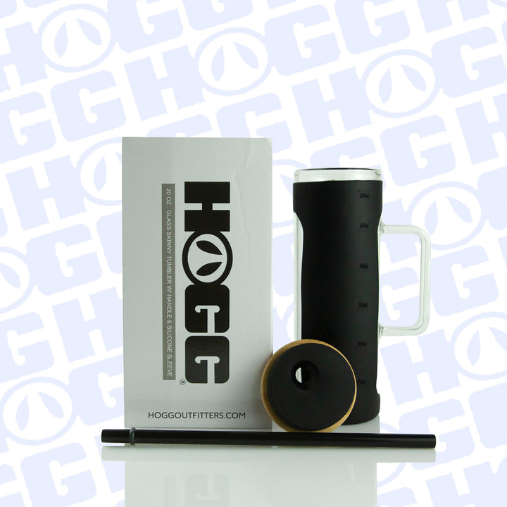 20oz Glass Skinny W/ Sleeve Case - Black (25 Units)