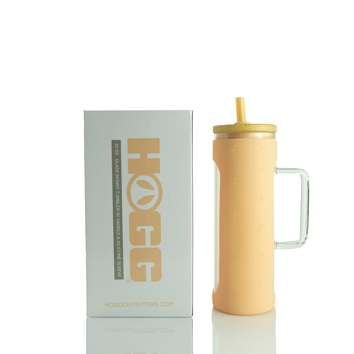20oz Glass Skinny W/ Sleeve Case - Tan (25 Units)
