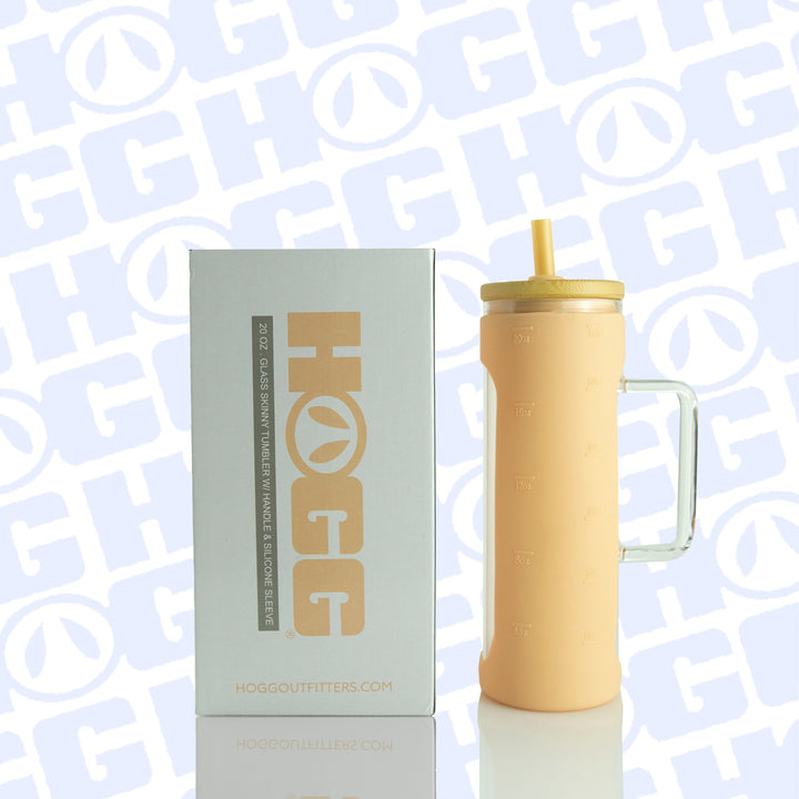 20oz Glass Skinny W/ Sleeve Case - Tan (25 Units)