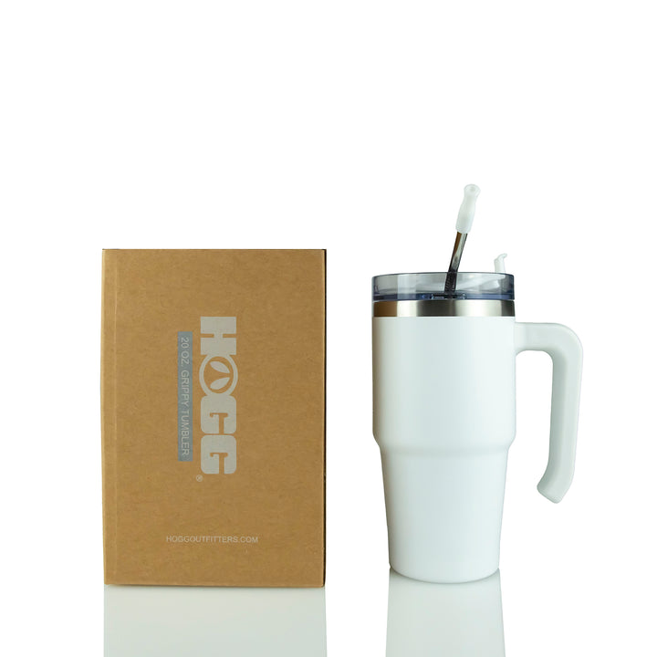 20oz Powder Coated Grippy Tumbler — White