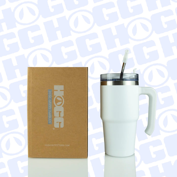 20oz Powder Coated Grippy Tumbler — White