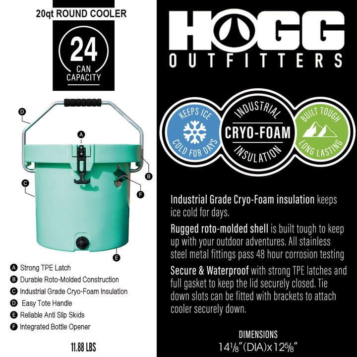 20qt Round Hogg Coolers — Features