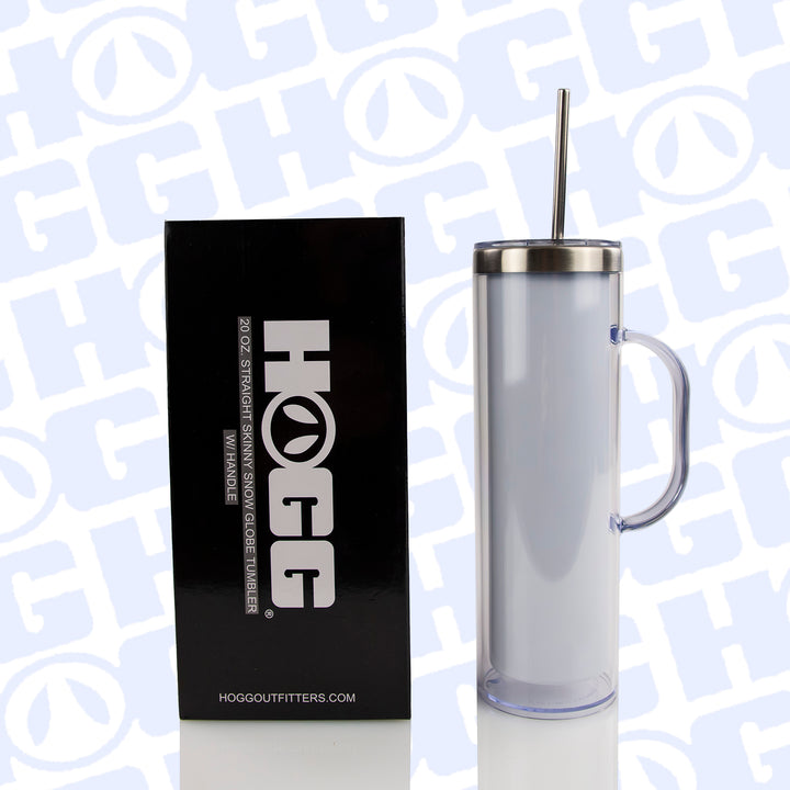 20oz Sublimatable Skinny Snow Globe Tumbler W/ Handle