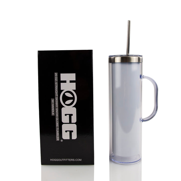 20oz Sublimatable Skinny Snow Globe Tumbler W/ Handle