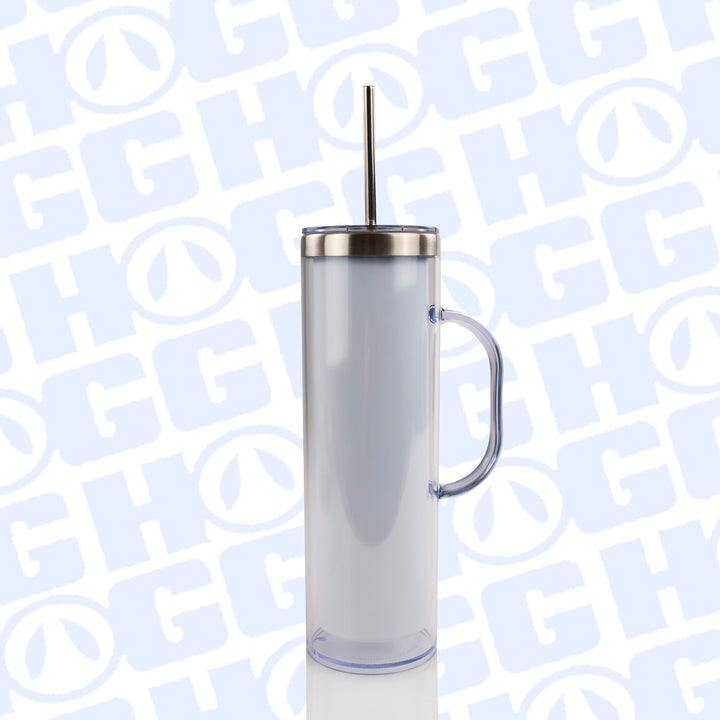 20oz Sublimatable Skinny Snow Globe Tumbler W/ Handle