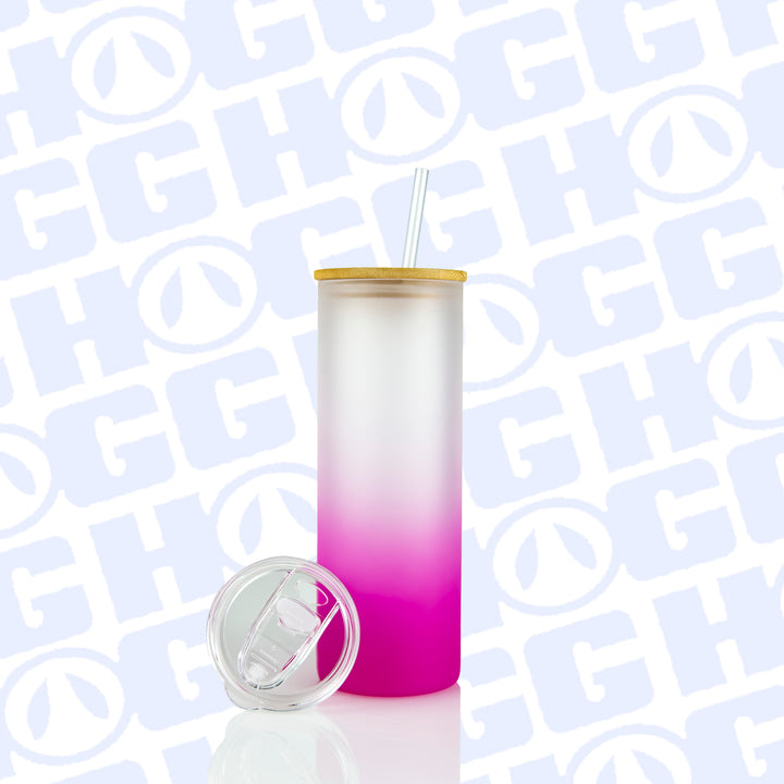20oz Sublimation Blank Gradient Glass Duo Skinny Tumbler Case (25 Units) - Pink