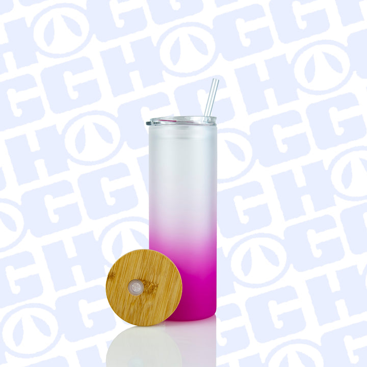 20oz Sublimation Blank Gradient Glass Duo Skinny Tumblers — Pink