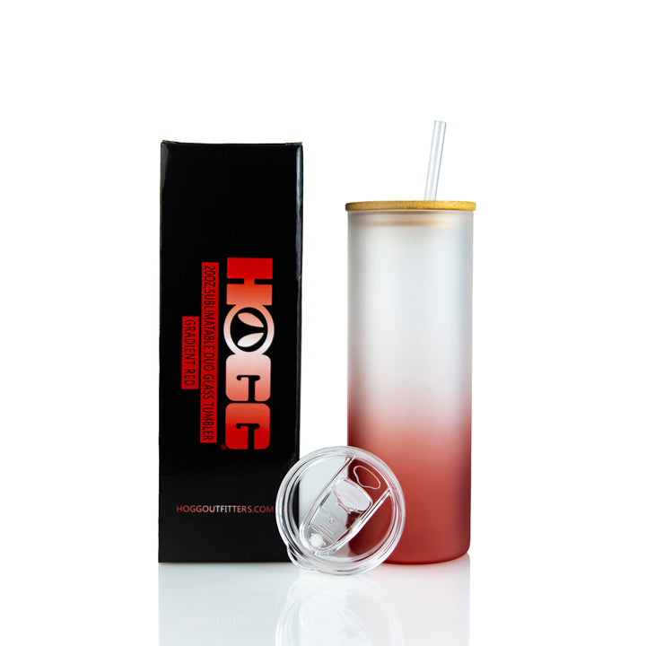 20oz Sublimation Blank Gradient Glass Duo Skinny Tumblers — Red