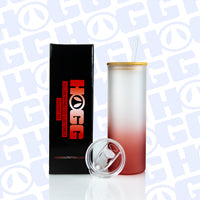 20oz Sublimation Blank Gradient Glass Duo Skinny Tumblers — Red