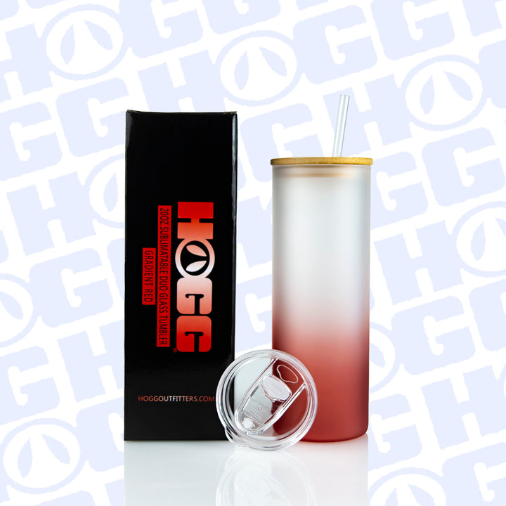 20oz Sublimation Blank Gradient Glass Duo Skinny Tumblers — Red