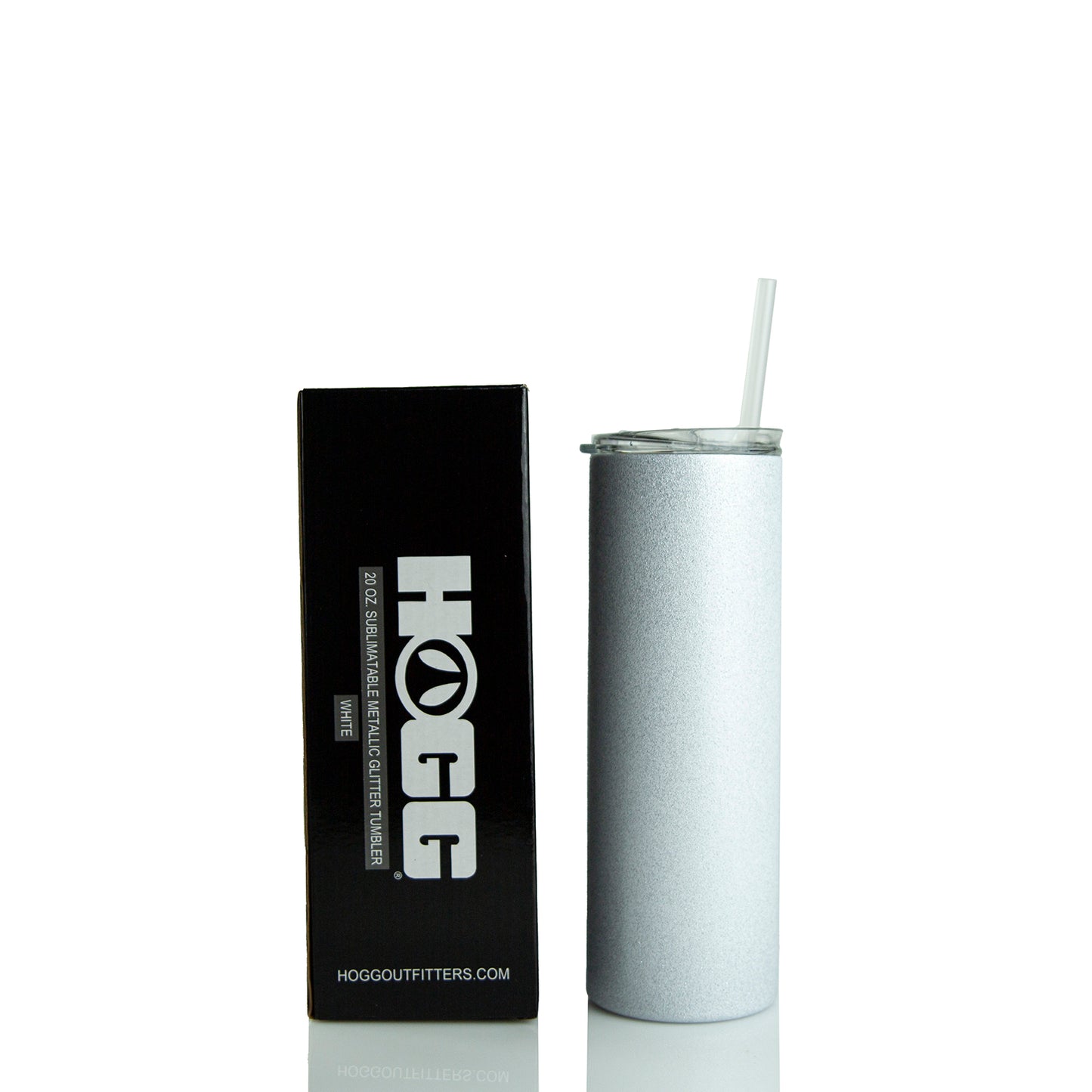 ***CLOSEOUT*** 20oz STRAIGHT SUBLIMATABLE METALLIC GLITTER TUMBLER CASE (25 UNITS) - WHITE