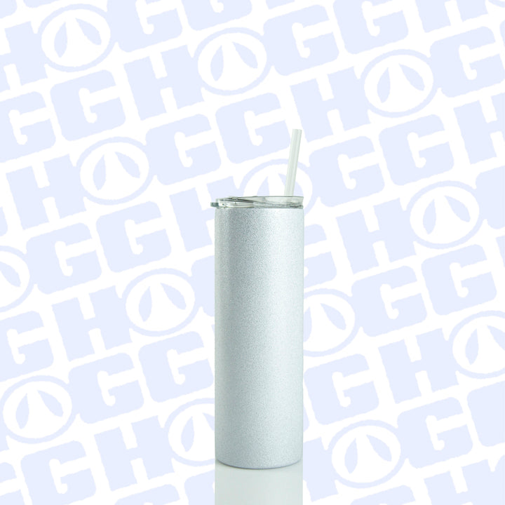 20oz Sublimation Blank Metallic Glitter Skinny Tumbler Case (24 Units) - White