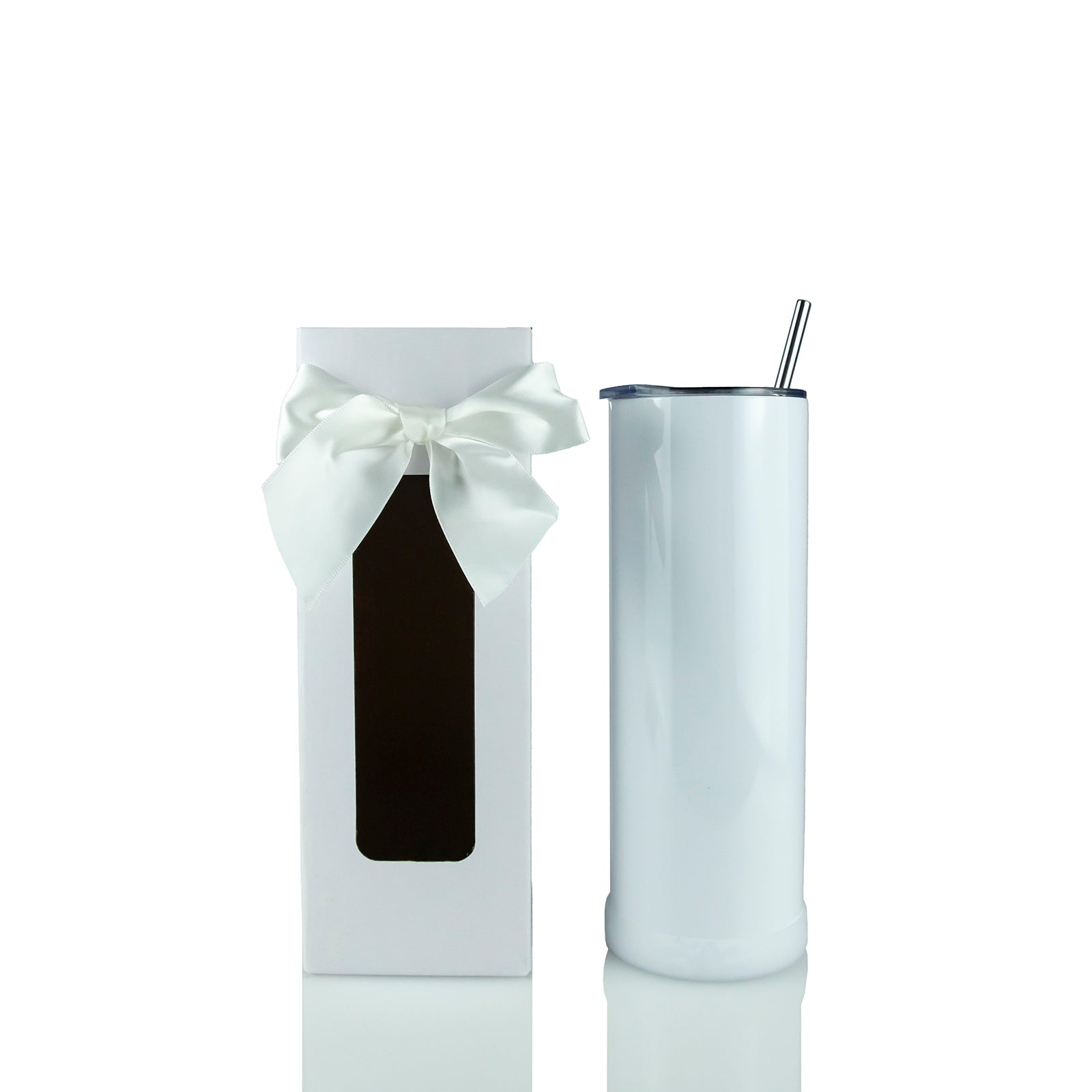 4 Blank Sublimation Tumblers : Stainless Steel Double Walled Skinny 24 oz.  White