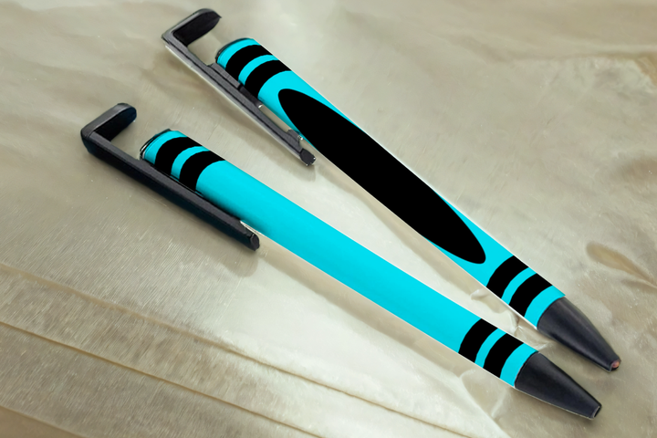 Digital Sublimation Designs - School Pen Wraps — Sublimatable Pen — Colorful Crayon (Cyan)
