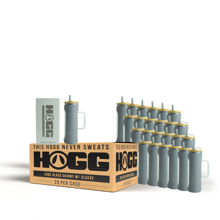 20oz Glass Skinny W/ Sleeve Case - Gray (25 Units)