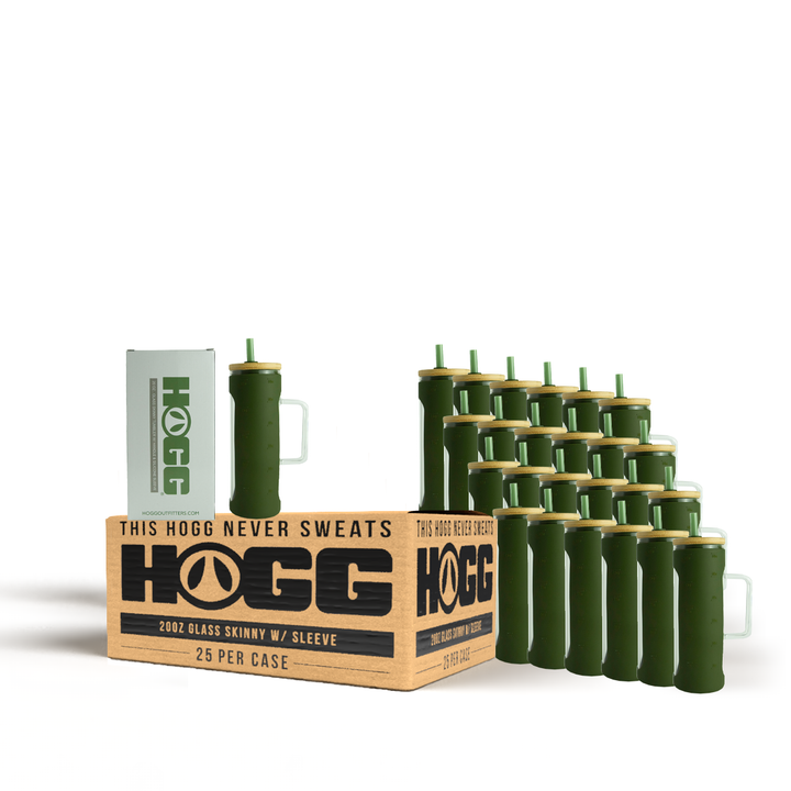 20oz Glass Skinny W/ Sleeve Case - Olive (25 Units)