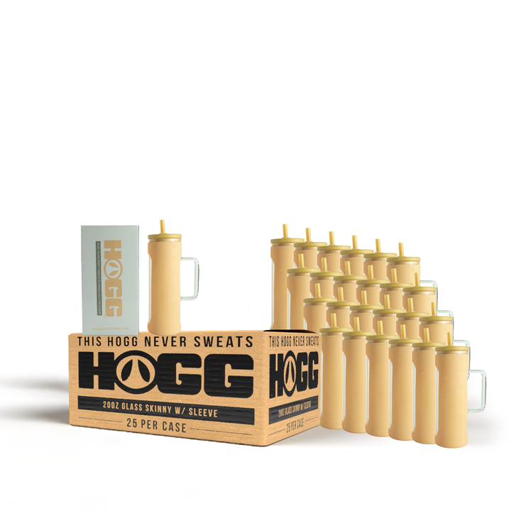 20oz Glass Skinny W/ Sleeve Case - Tan (25 Units)
