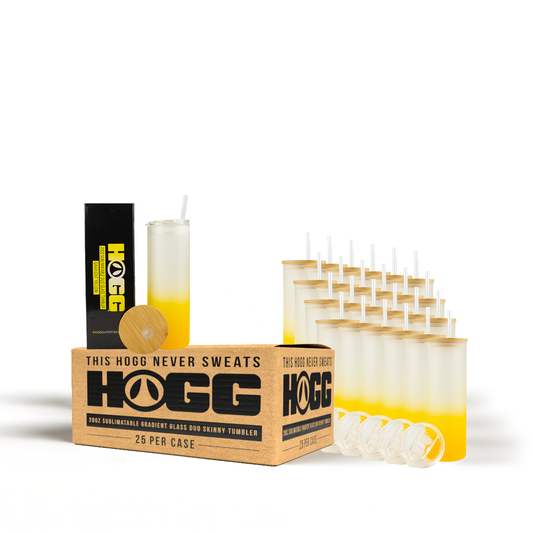 ***LIQUIDATION*** COFFRET DE 25 GOBELETS SKINNY EN VERRE DÉGRADÉ SUBLIMATABLE DE 20 oz - JAUNE 