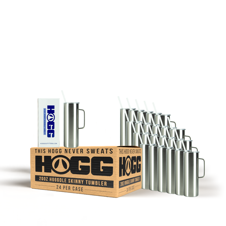 20oz Hoggdle Skinny Tumbler W/ Sliding Lid & Straw Case (24 Units)