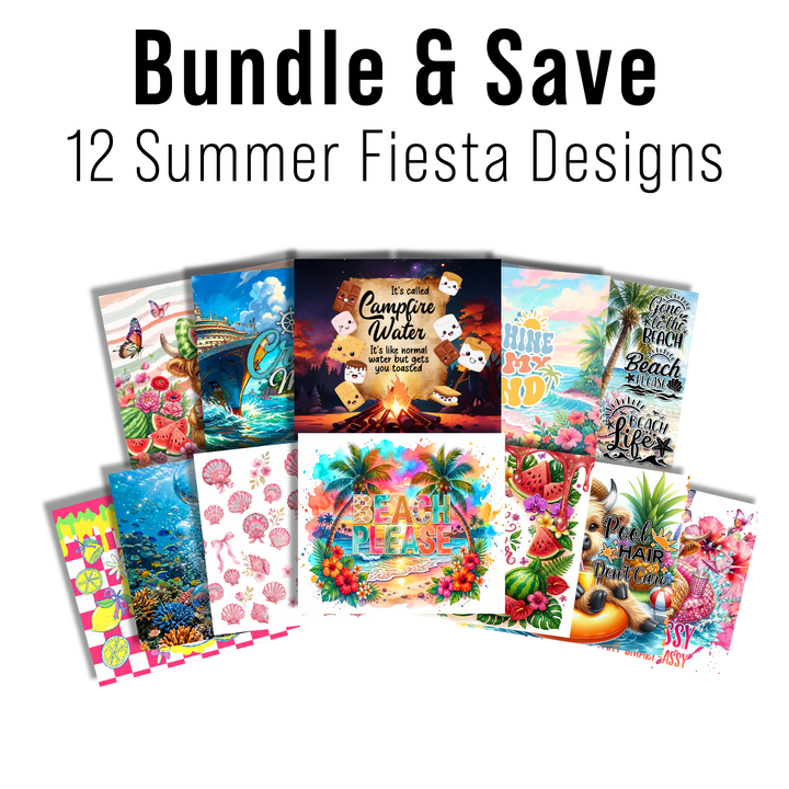 Digital Sublimation Designs - Summer Fiesta Tumbler Wraps — 20oz Skinny — Bundle and Save (All 12 Designs)